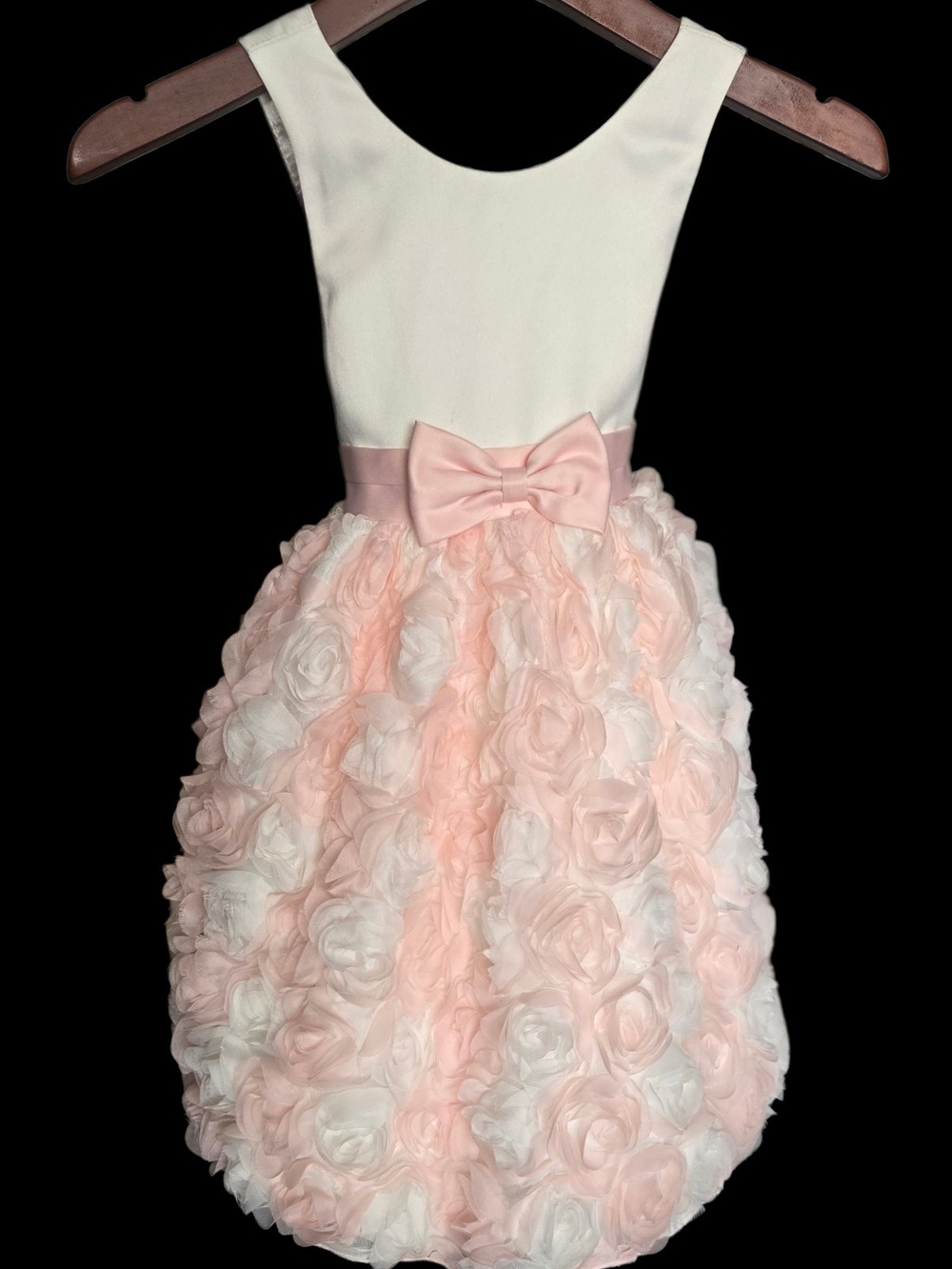 American Princess Pink & Ivory Rosette Dress with Satin Bow Pageant Dress Sz 6/7